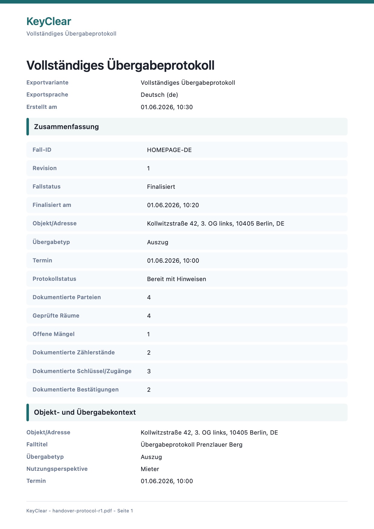 KeyClear PDF-Beispiel – Seite 1 von 8