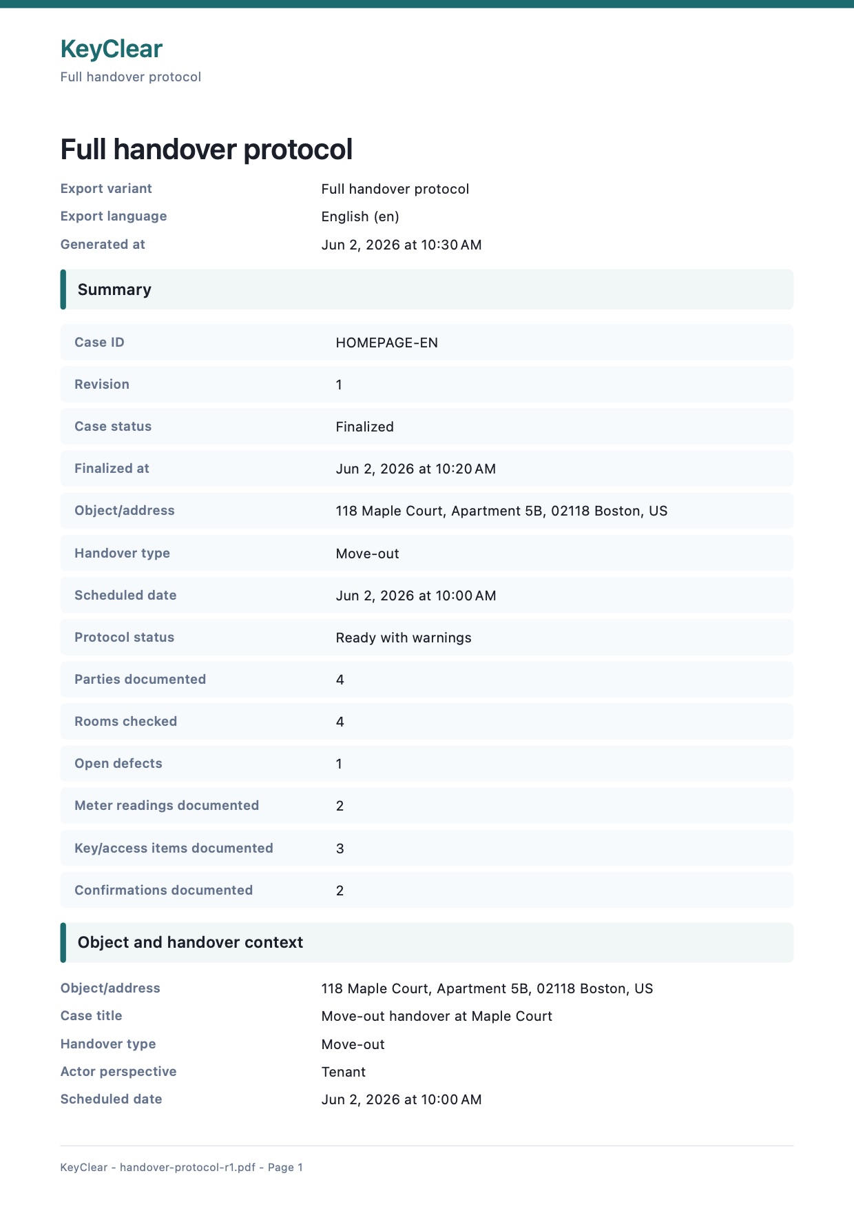 KeyClear sample PDF – Page 1 of 8